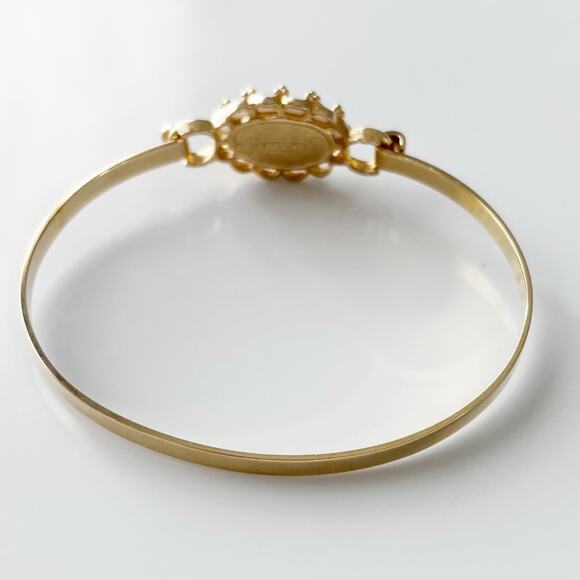 Vintage Avon Ceramic Floral Bangle Bracelet Gold Tone - Picture 4 of 11